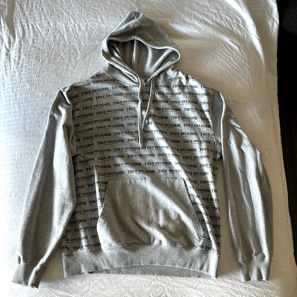 True Religion XL Logo Printed Hoodie 🩶